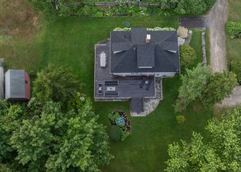 A deck for entertaining, on an island in Maine